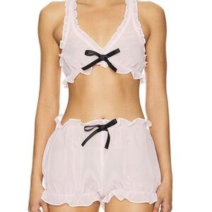 Elegant Pink Ruffle Pajama Set